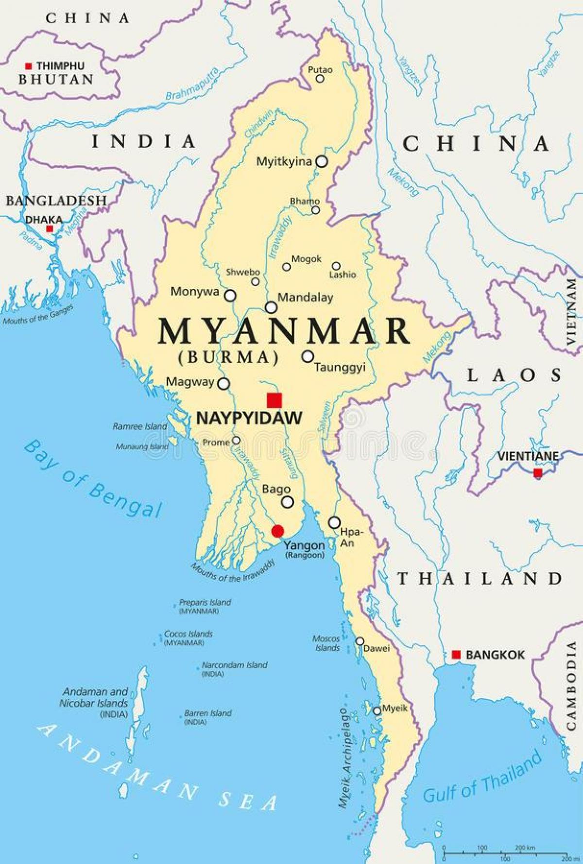 naypyidaw میانمار نقشه