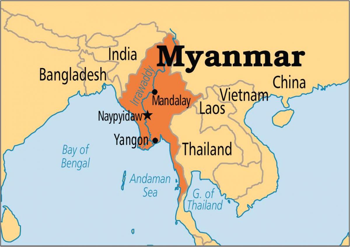 محل میانمار در نقشه جهان