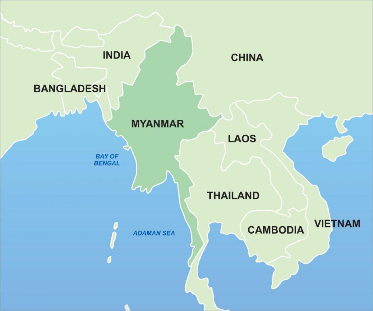 میانمار در نقشه آسیا