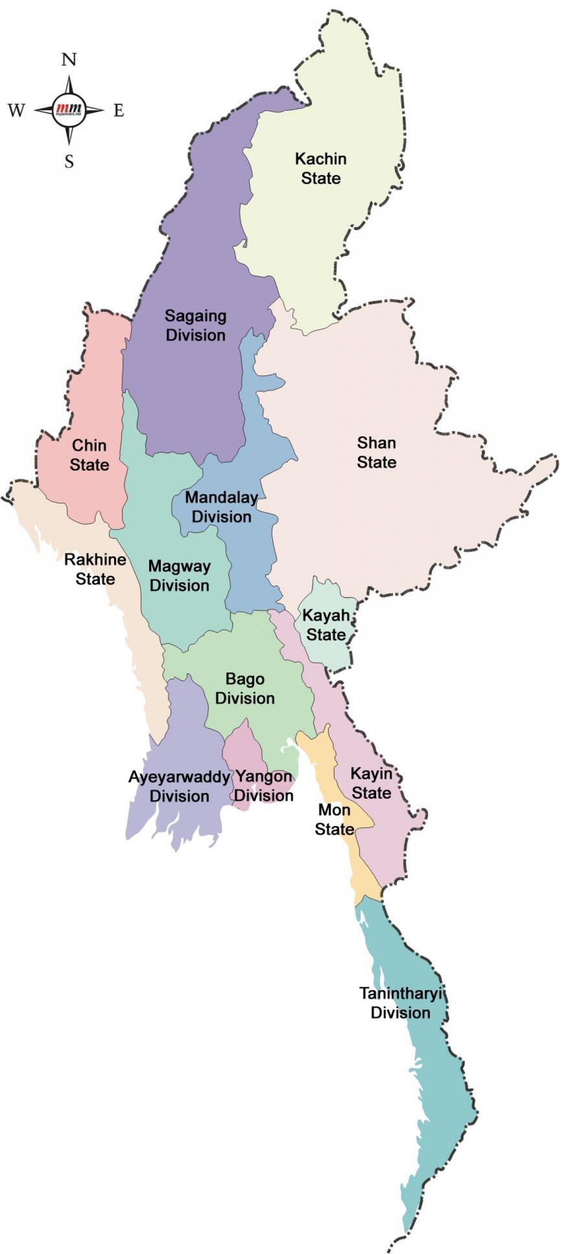 میانمار نقشه و ایالات متحده