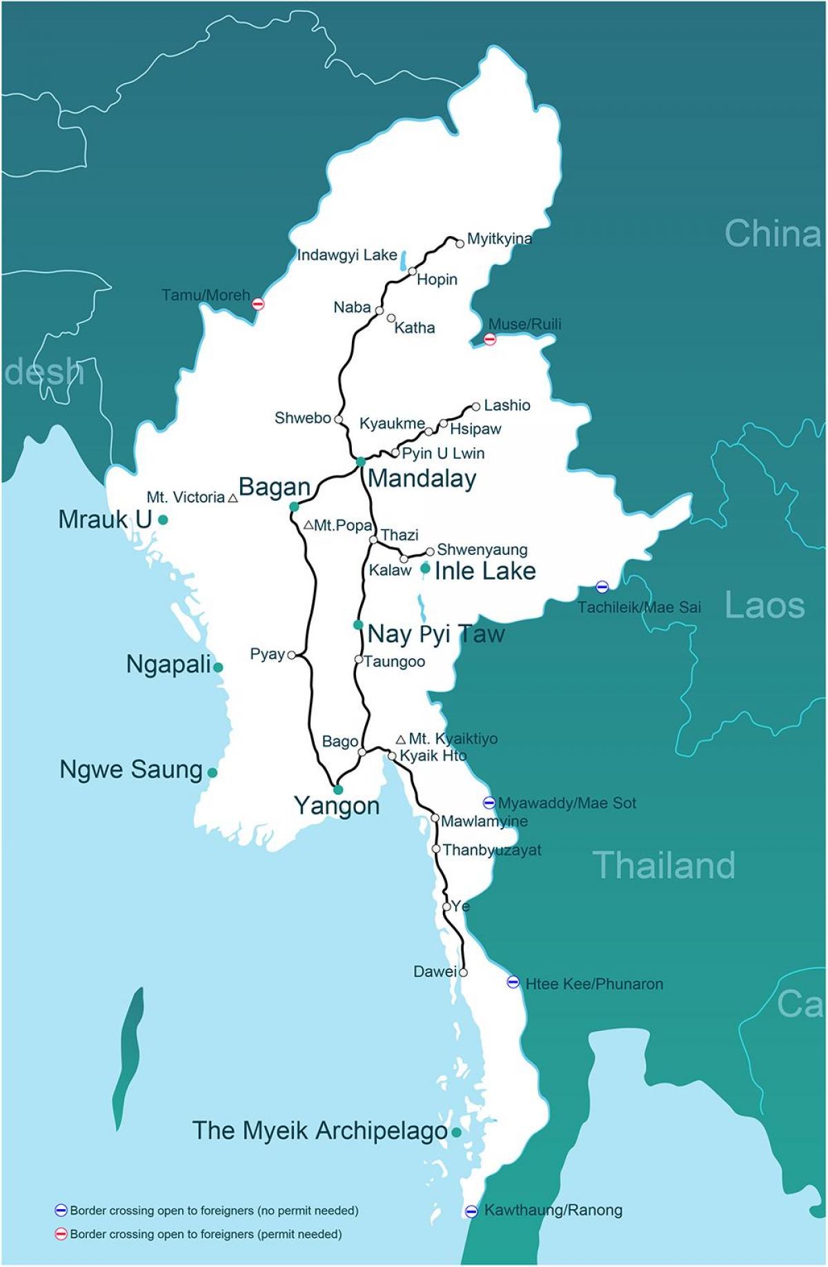 یک نقشه میانمار