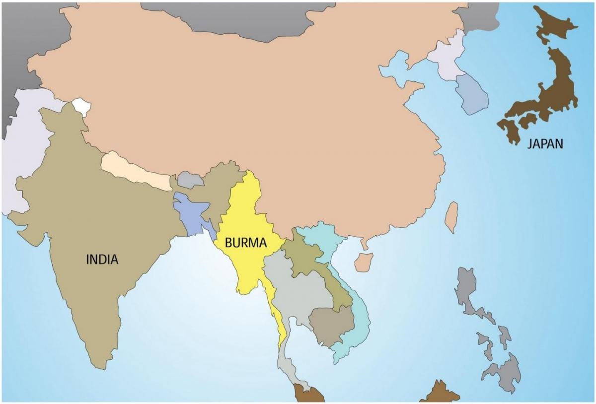 میانمار در نقشه جهان